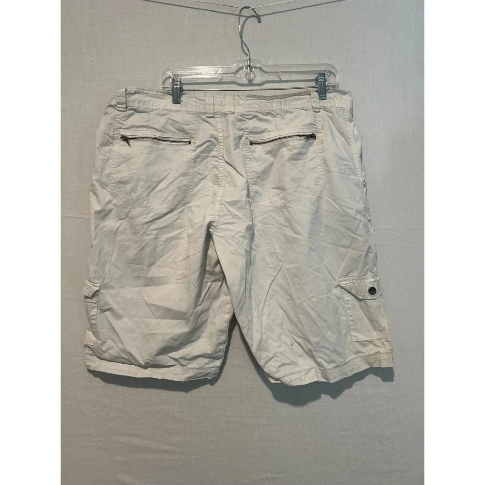 Ditch Plains Ricky Singh Mens Off White Cotton Cargo Shorts Size 40 Utility Zip